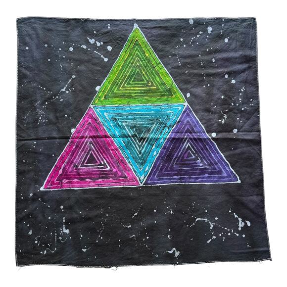 Handmade Batik Wall Art Geometric Triangle Window Art - Picture 1 of 7